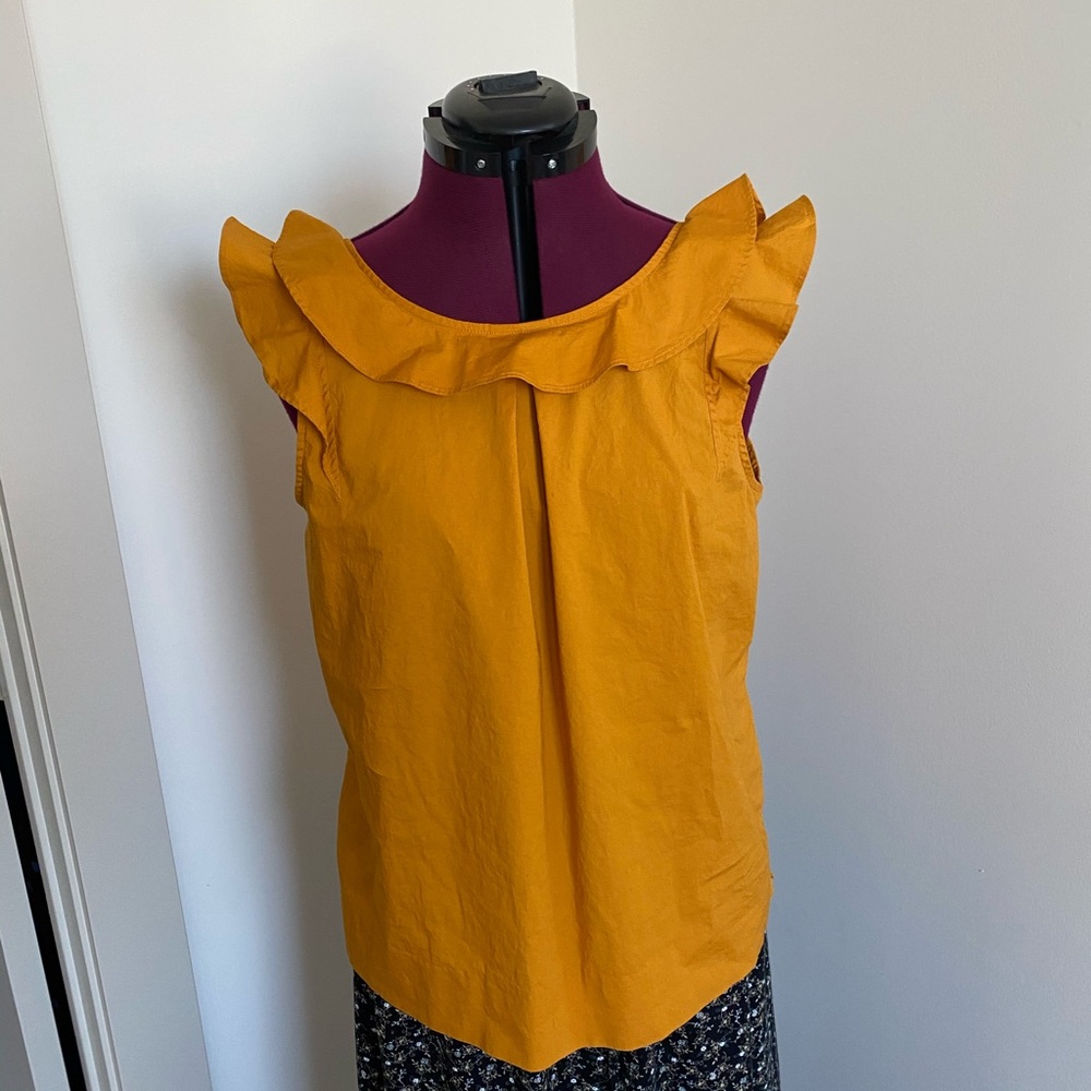 🍁JCrew orange ruffle top - Picture 2 of 8